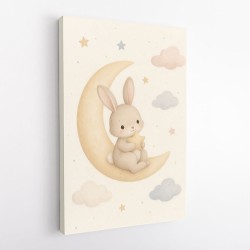 Rabbit On The Moon Nursery Wall Art Print