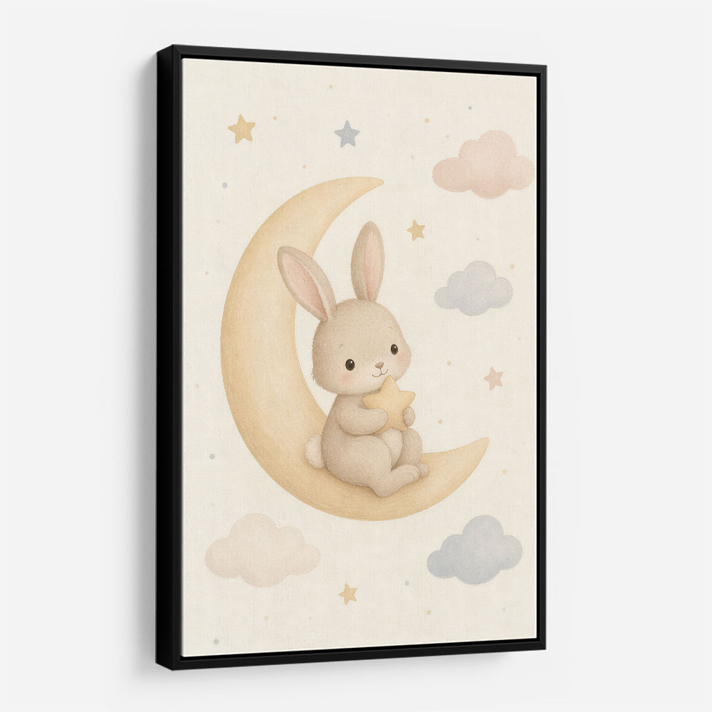 Rabbit On The Moon Nursery Wall Art Print