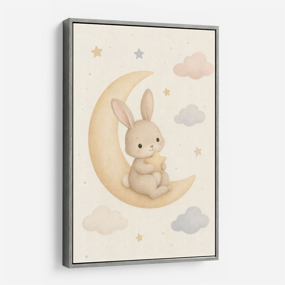 Rabbit On The Moon Nursery Wall Art Print