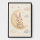 Rabbit On The Moon Nursery Wall Art Print