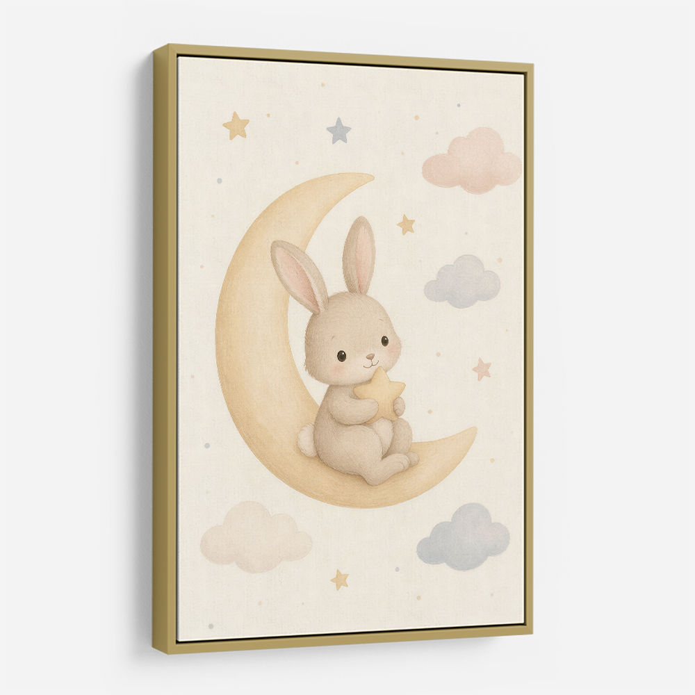 Rabbit On The Moon Nursery Wall Art Print