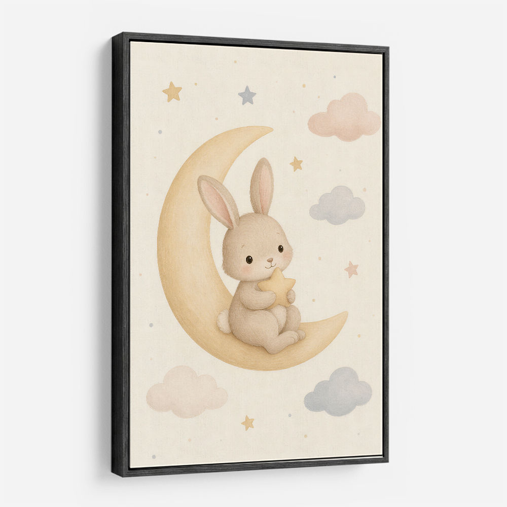 Rabbit On The Moon Nursery Wall Art Print