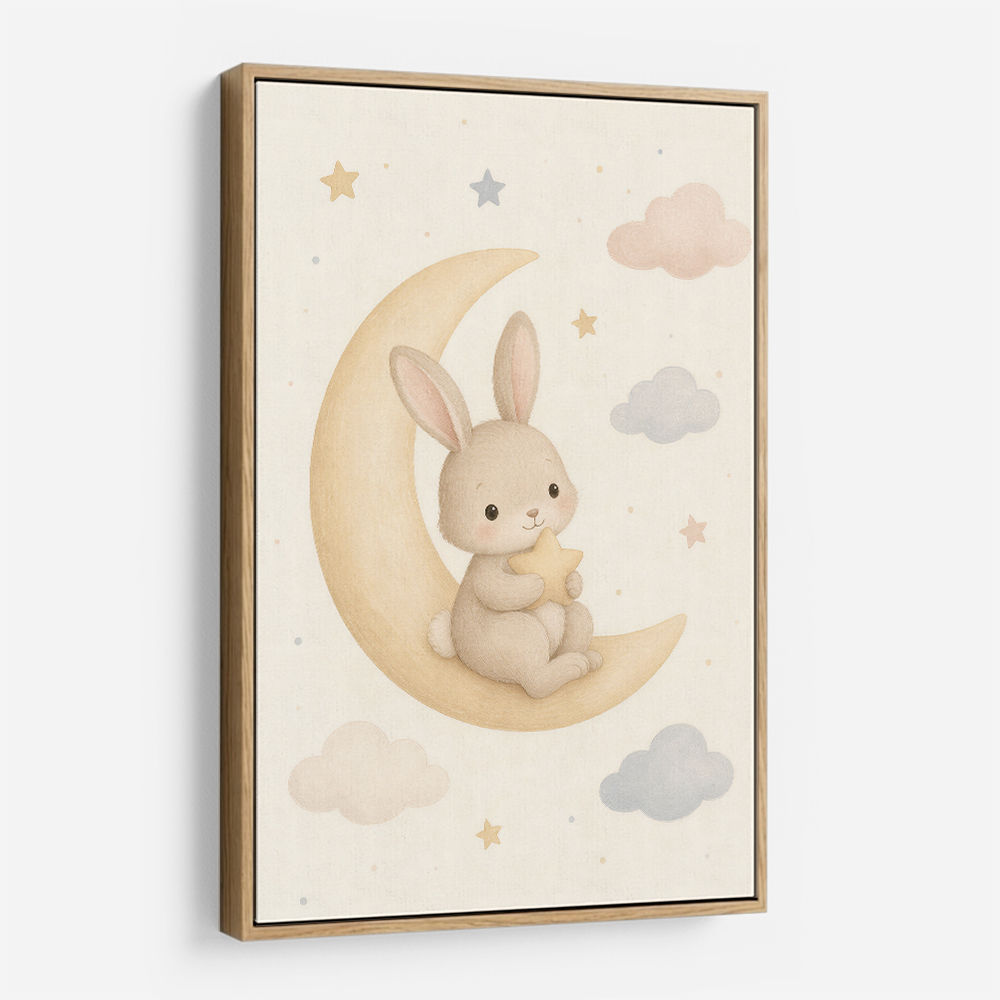 Rabbit On The Moon Nursery Wall Art Print