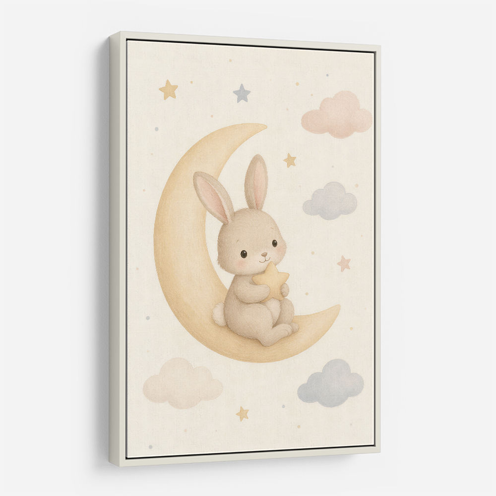Rabbit On The Moon Nursery Wall Art Print