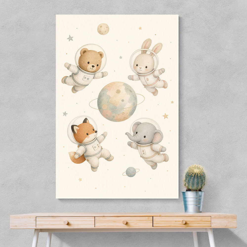 Space Friends Nursery Wall Art Print