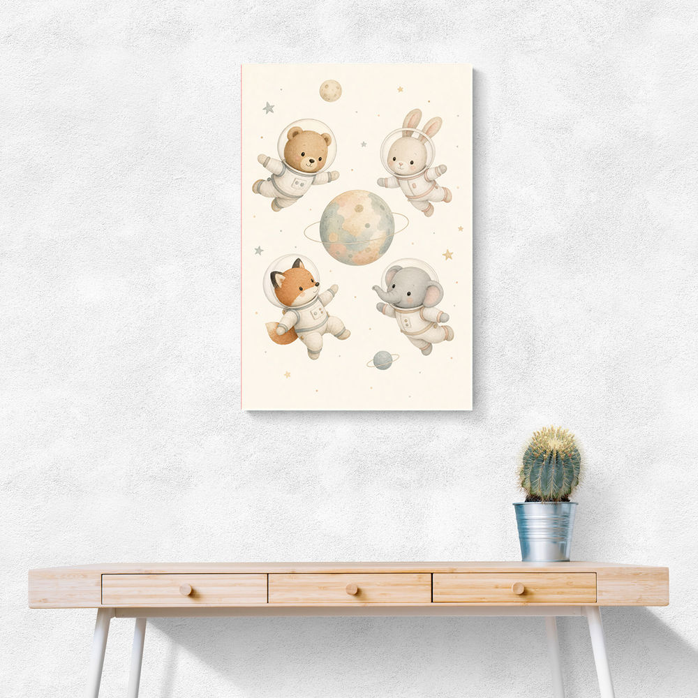 Space Friends Nursery Wall Art Print