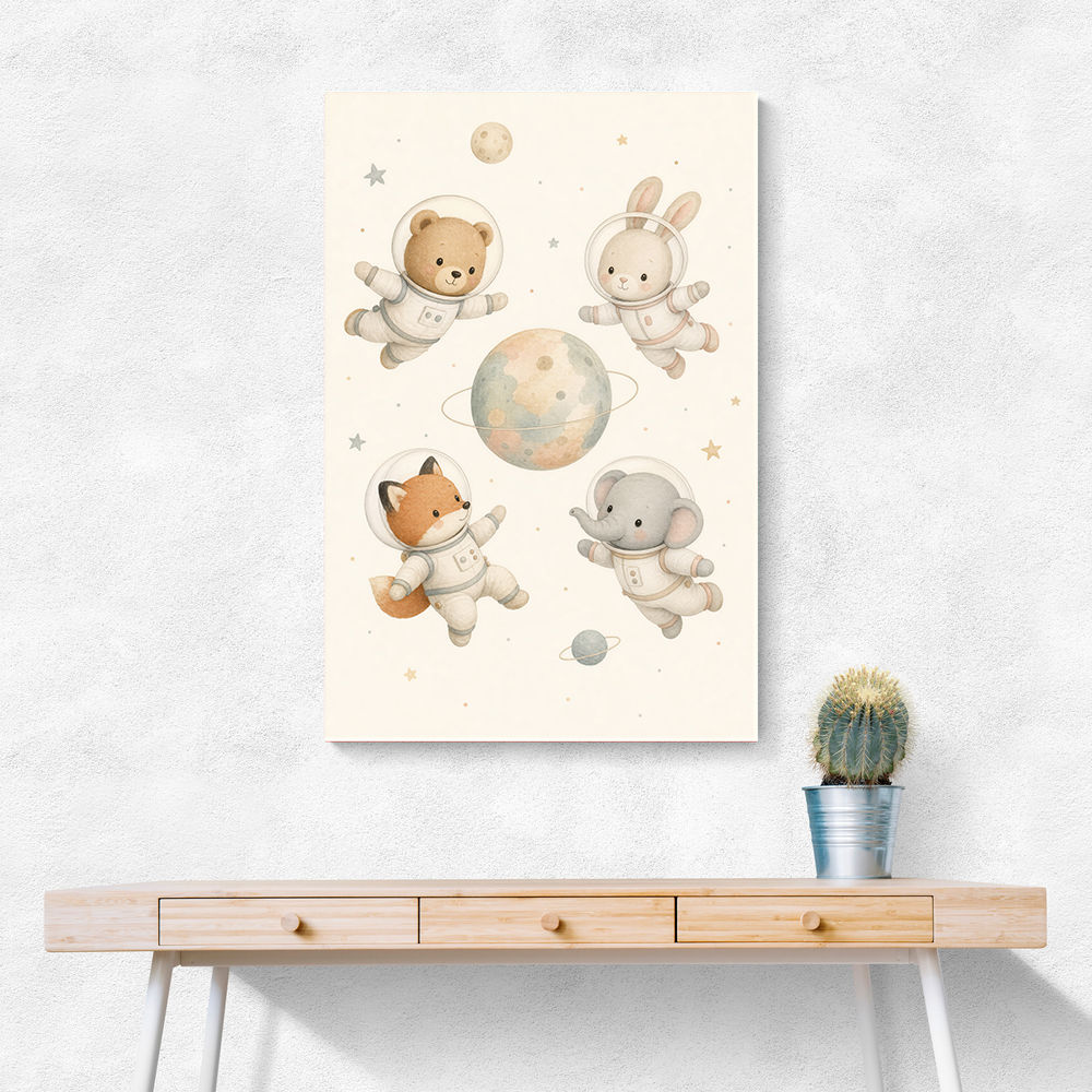 Space Friends Nursery Wall Art Print