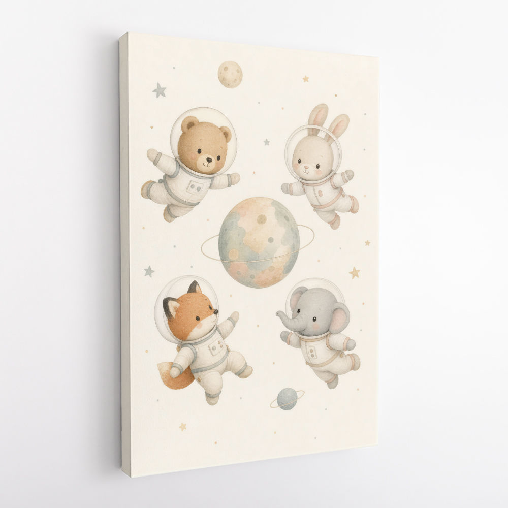 Space Friends Nursery Wall Art Print