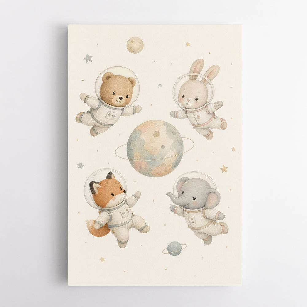 Space Friends Nursery Wall Art Print