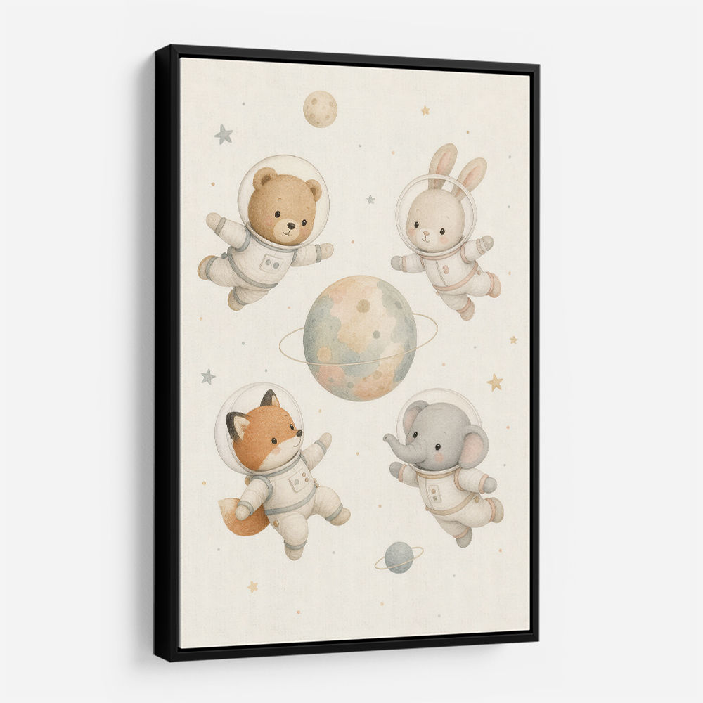 Space Friends Nursery Wall Art Print