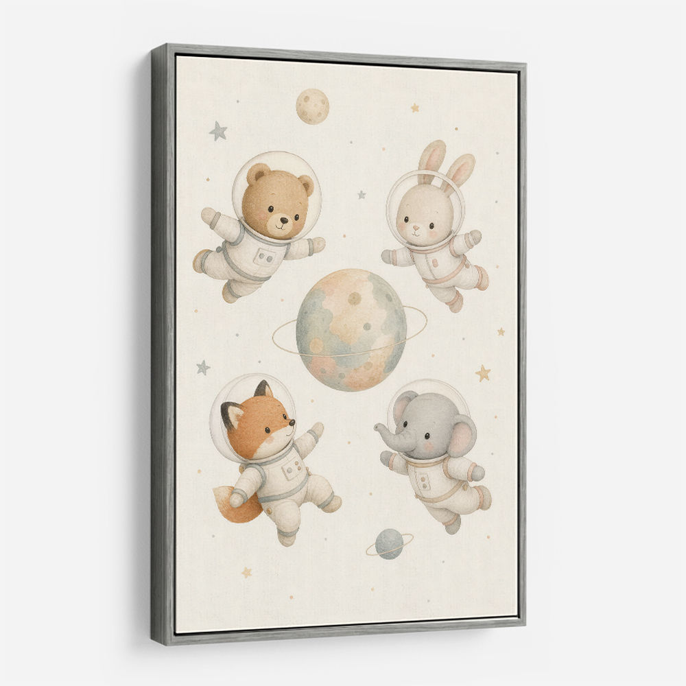 Space Friends Nursery Wall Art Print