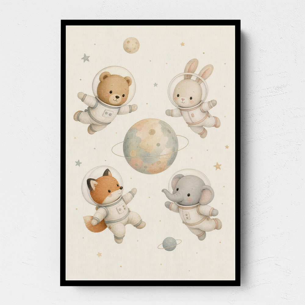 Space Friends Nursery Wall Art Print