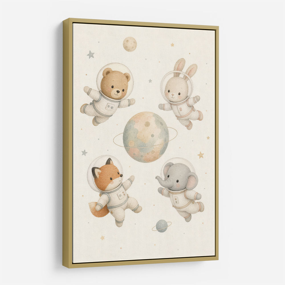 Space Friends Nursery Wall Art Print