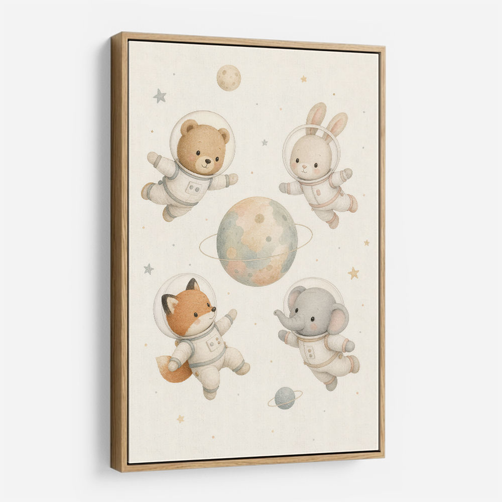 Space Friends Nursery Wall Art Print