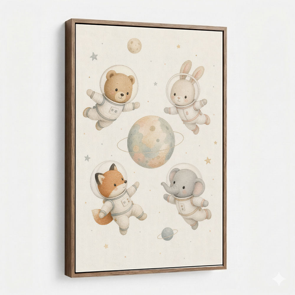 Space Friends Nursery Wall Art Print