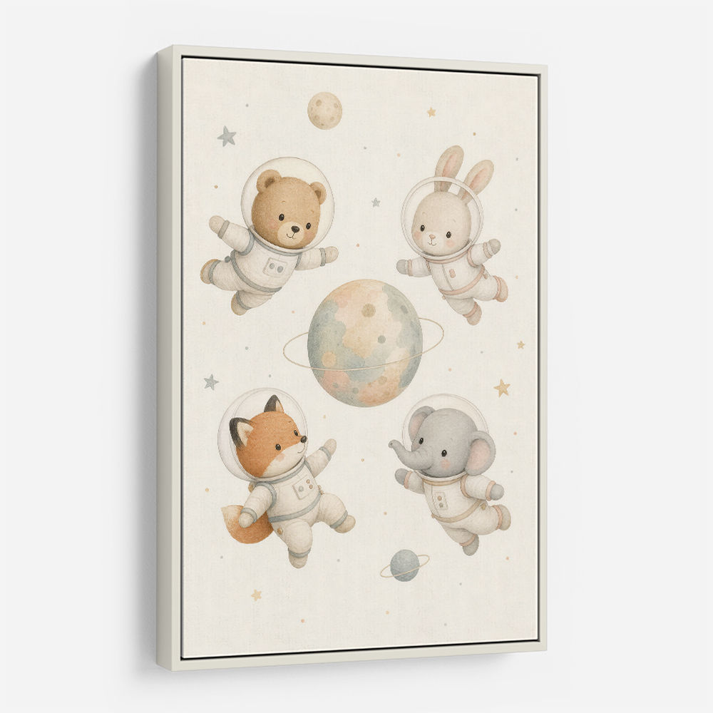Space Friends Nursery Wall Art Print
