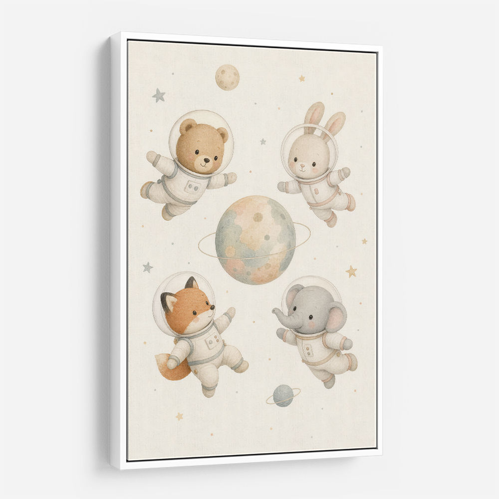 Space Friends Nursery Wall Art Print