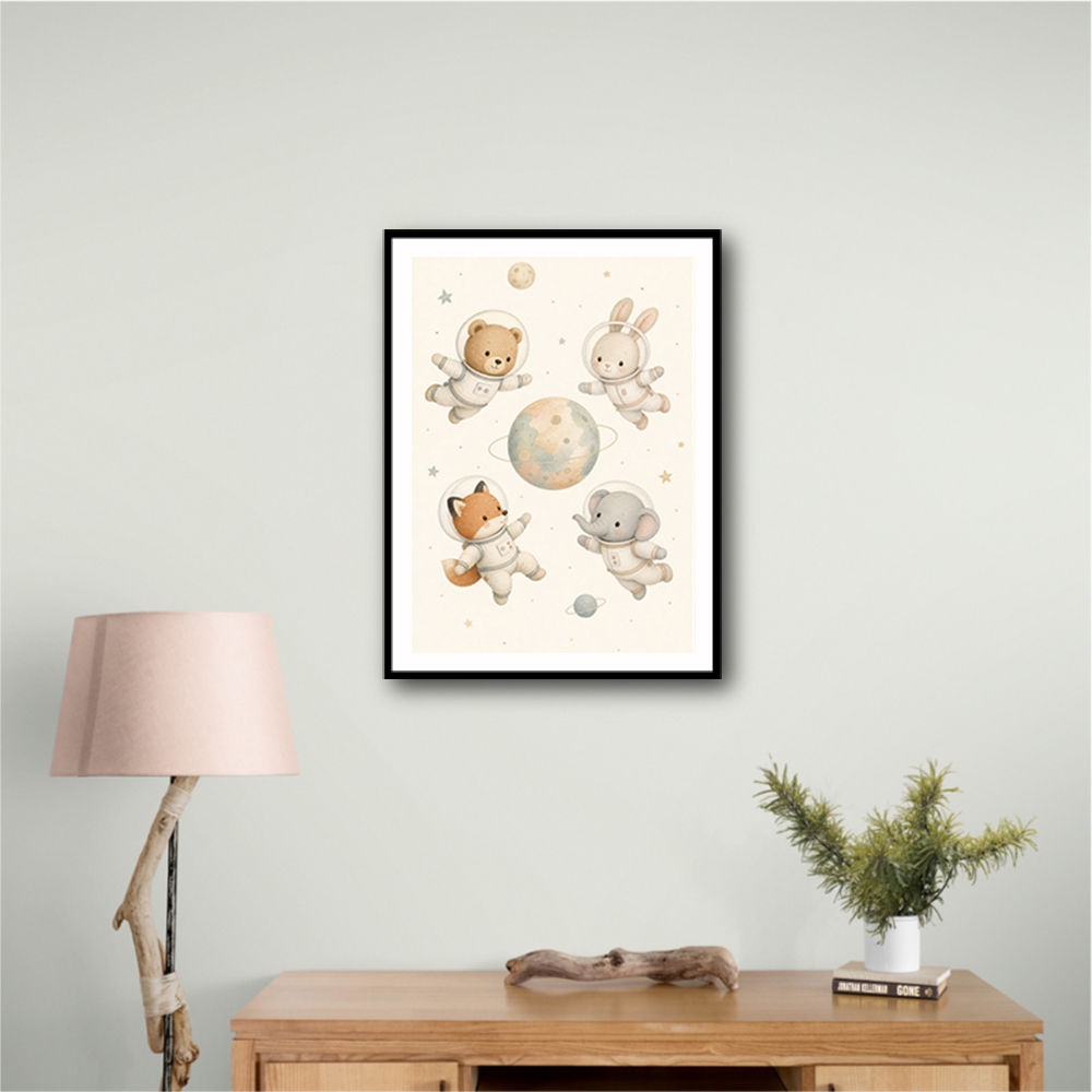 Space Friends Nursery Wall Art Print