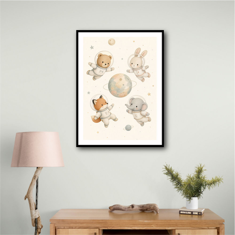 Space Friends Nursery Wall Art Print