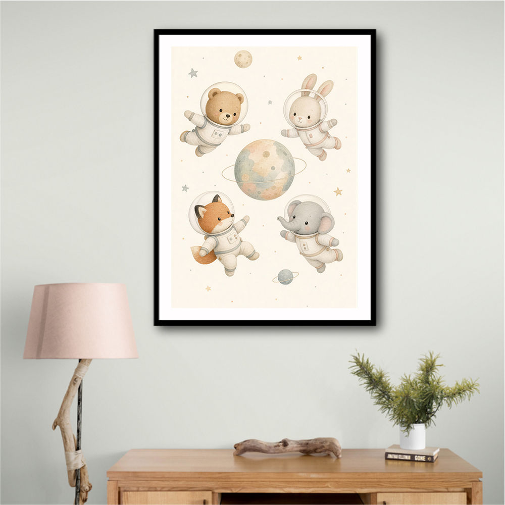 Space Friends Nursery Wall Art Print