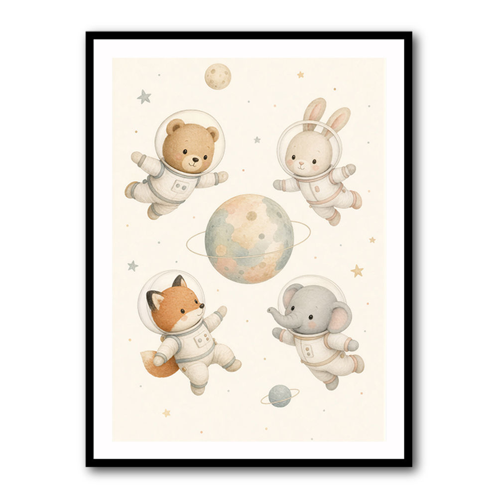 Space Friends Nursery Wall Art Print