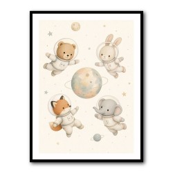 Space Friends Nursery Wall Art Print