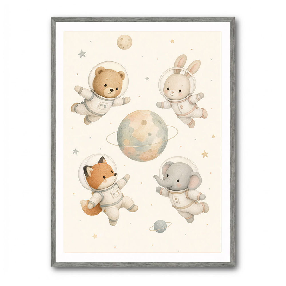 Space Friends Nursery Wall Art Print