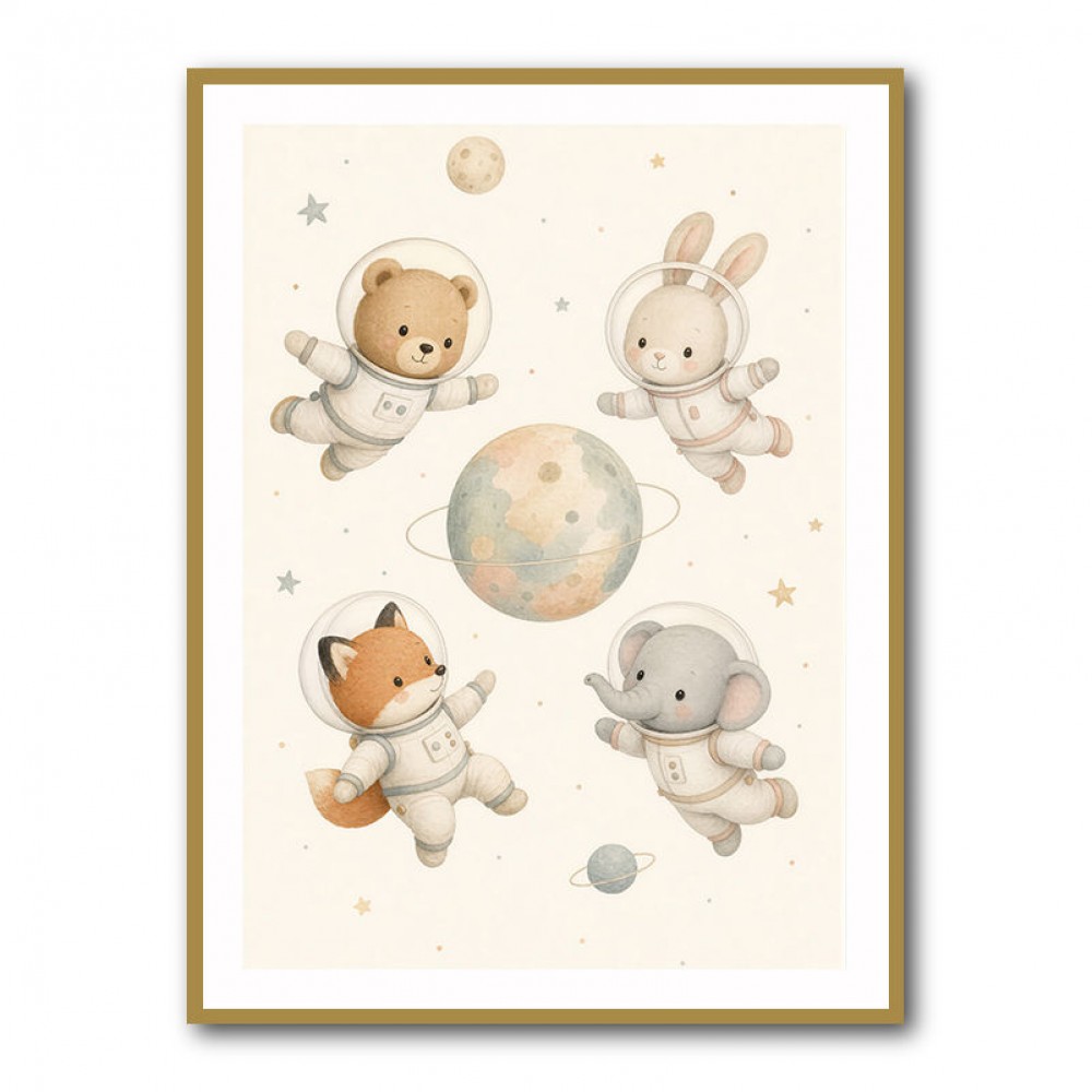 Space Friends Nursery Wall Art Print