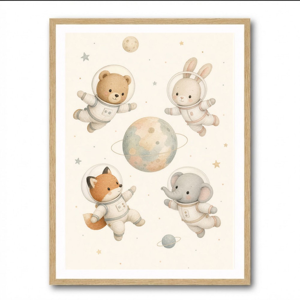 Space Friends Nursery Wall Art Print