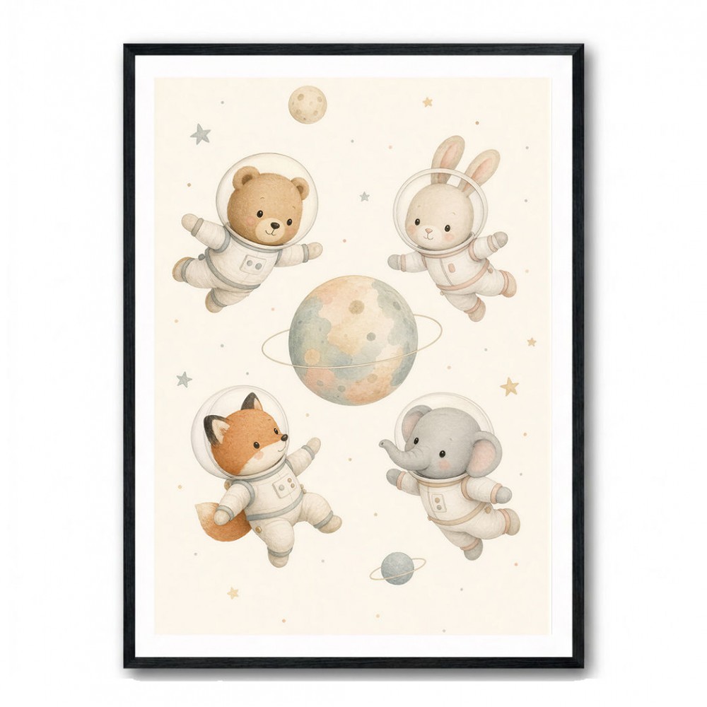 Space Friends Nursery Wall Art Print