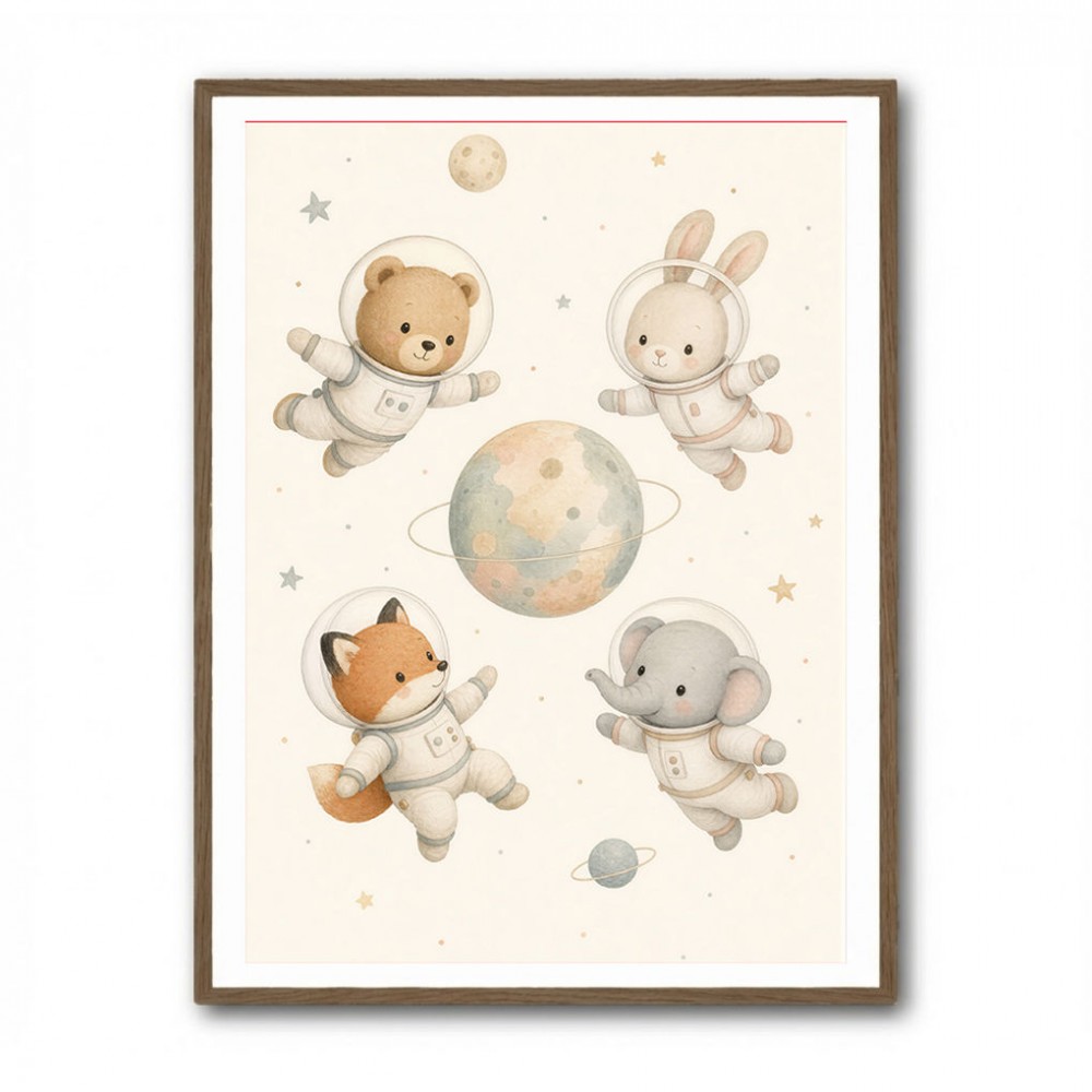 Space Friends Nursery Wall Art Print
