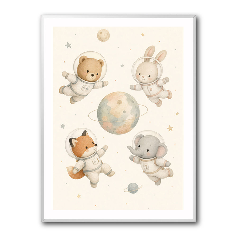 Space Friends Nursery Wall Art Print