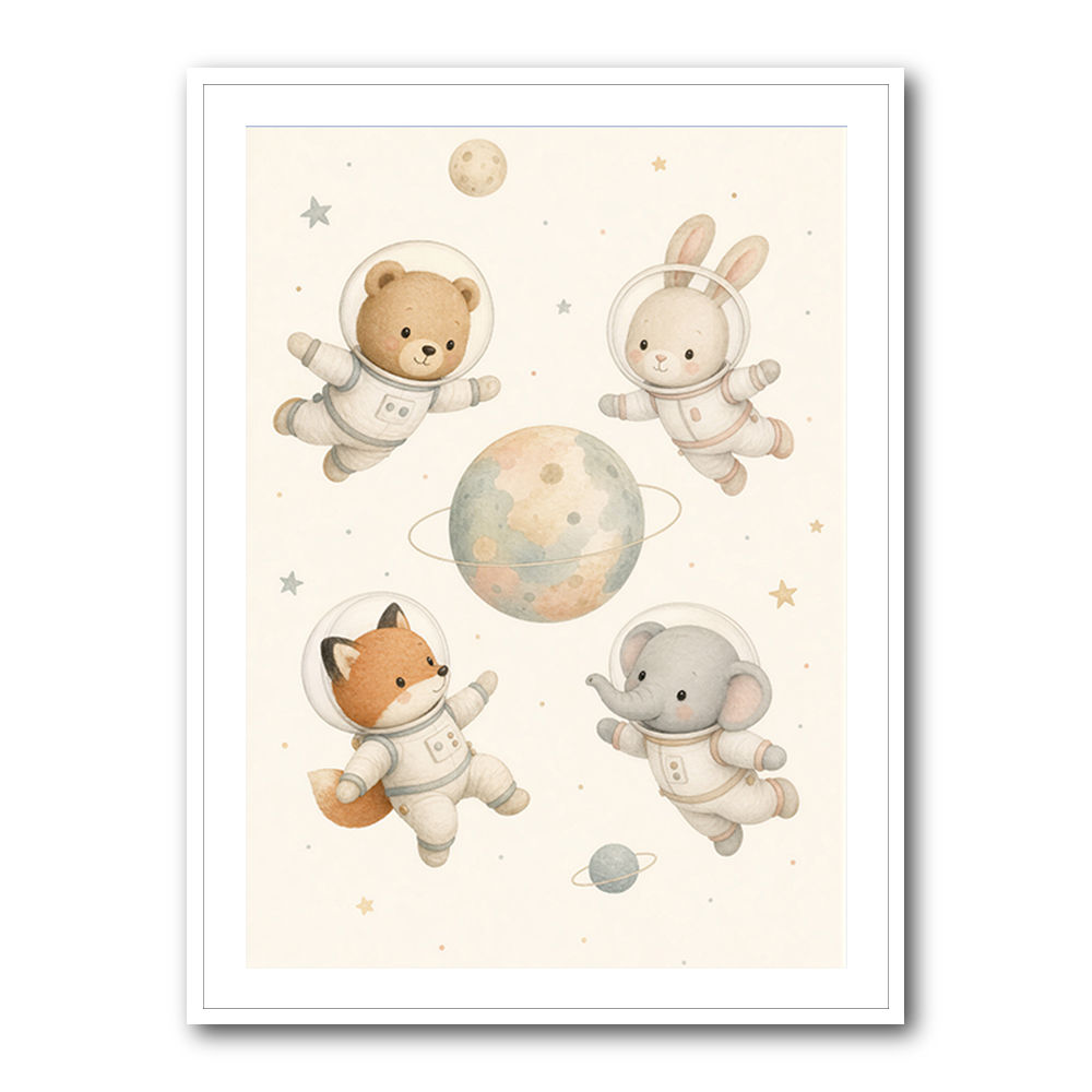Space Friends Nursery Wall Art Print
