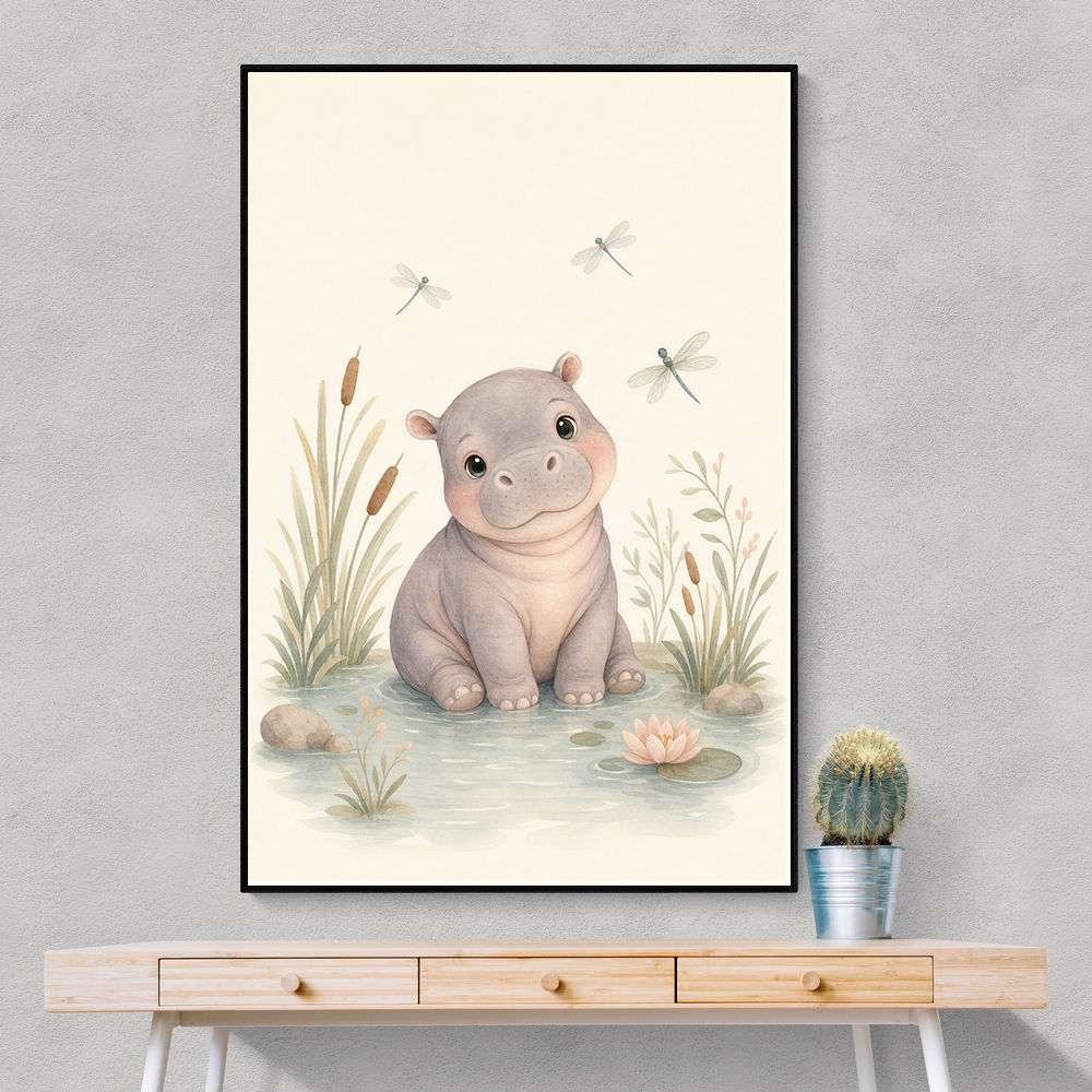 Hippo Pond Kids Wall Art Prints