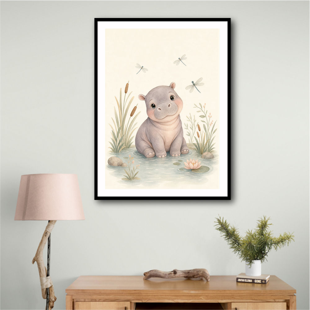 Hippo Pond Kids Wall Art Prints