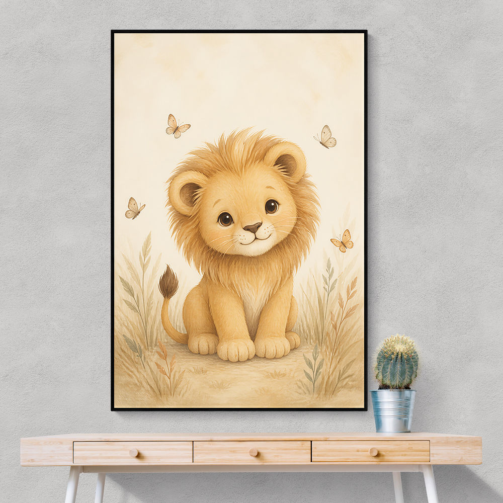 Little Safari Lion Kids Wall Art Prints
