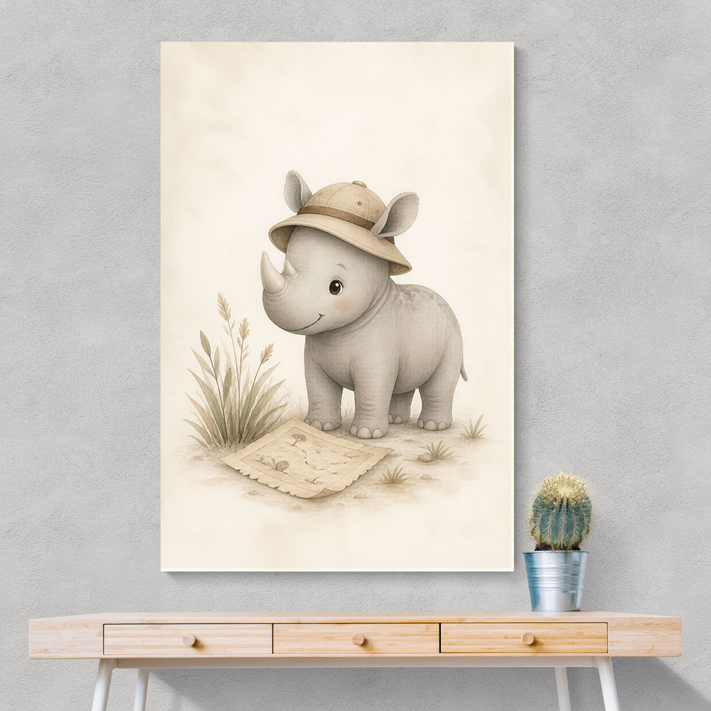 Rhino Explorer Kids Wall Art Prints