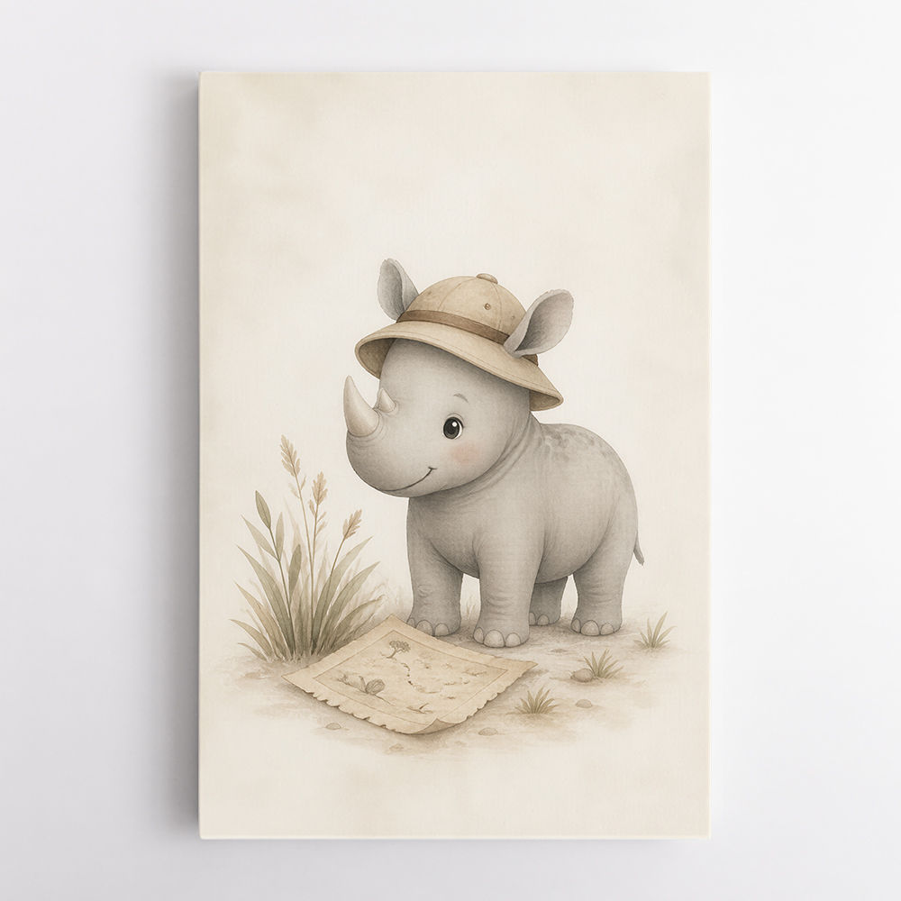 Rhino Explorer Kids Wall Art Prints
