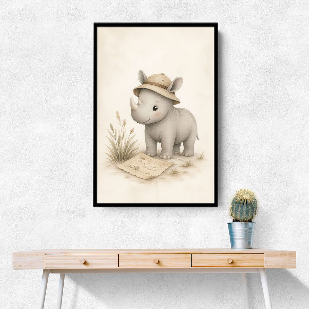Rhino Explorer Kids Wall Art Prints