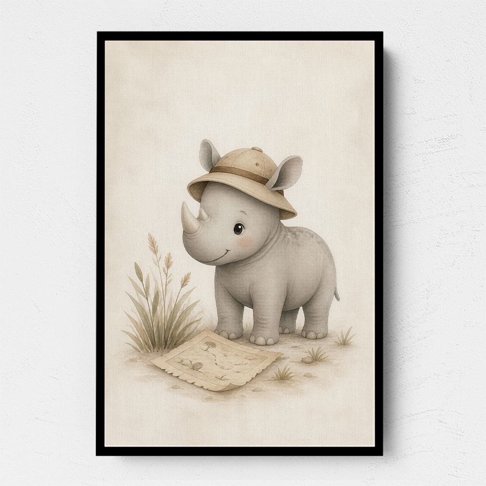 Rhino Explorer Kids Wall Art Prints