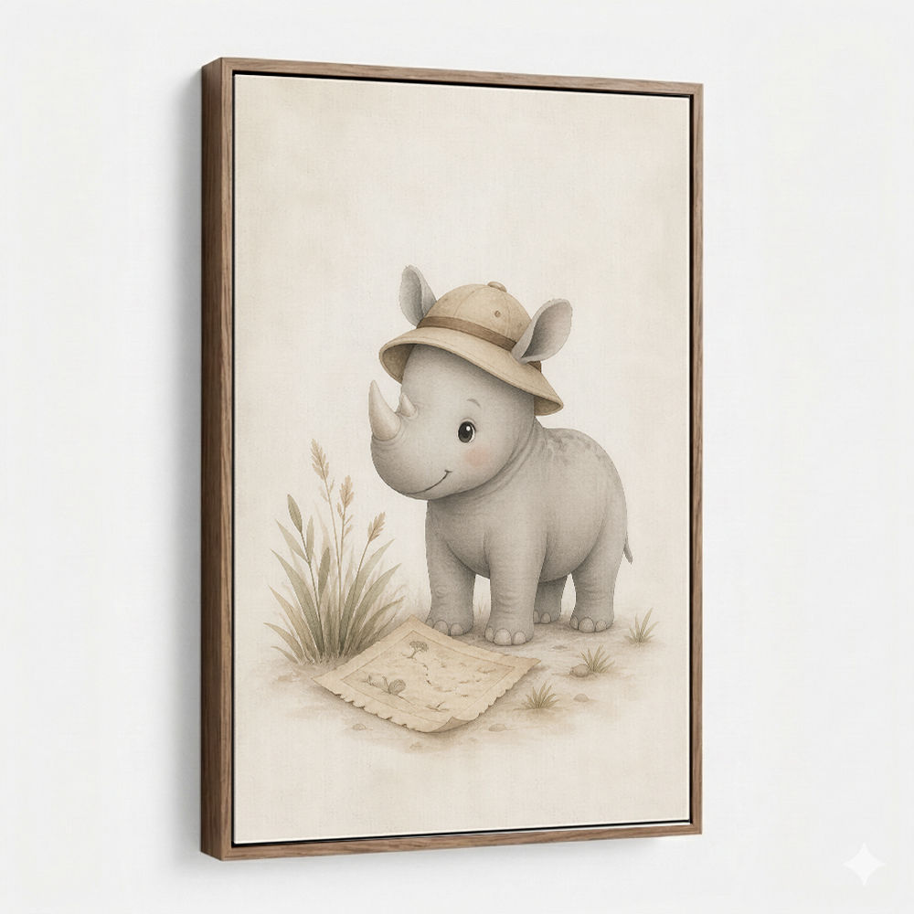 Rhino Explorer Kids Wall Art Prints