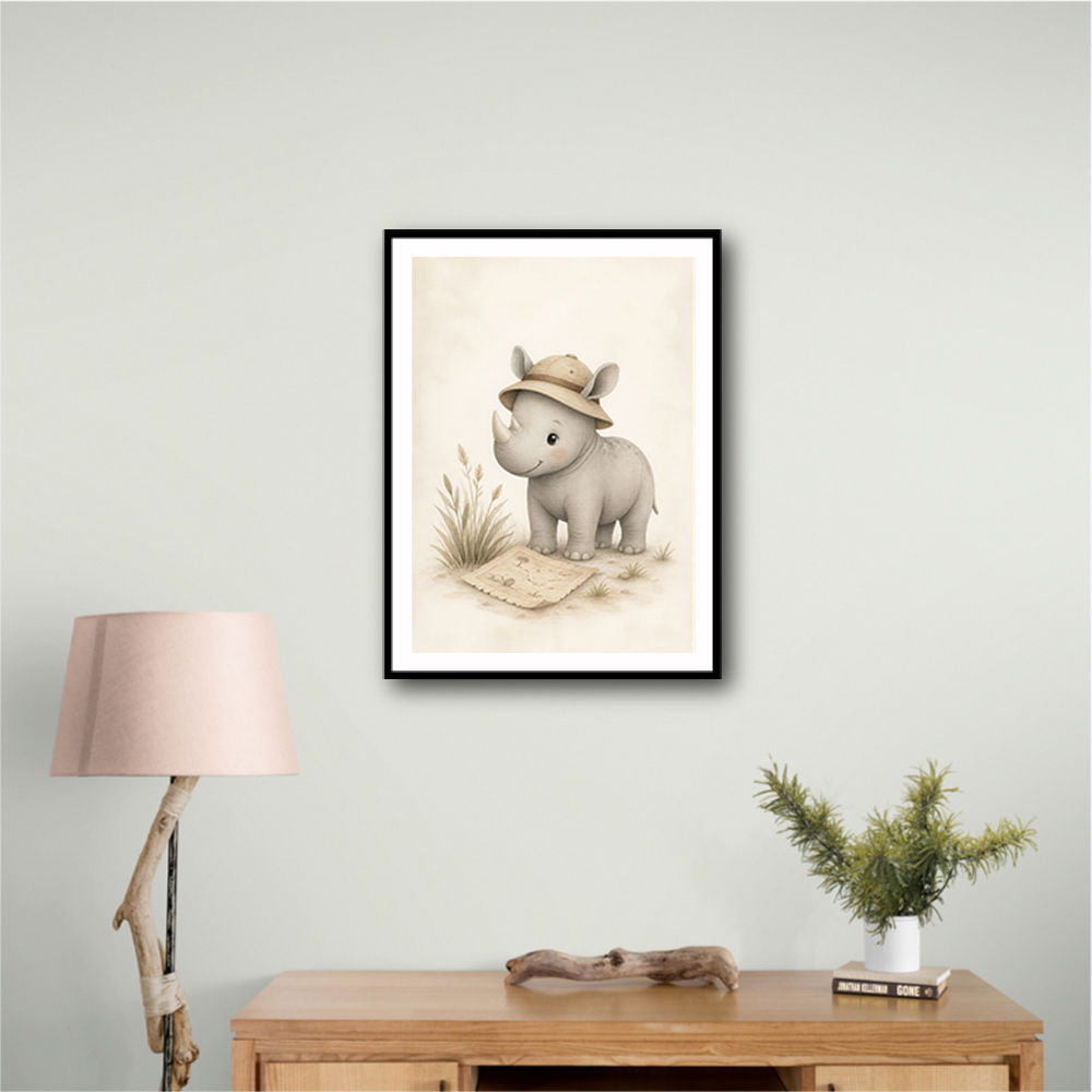 Rhino Explorer Kids Wall Art Prints