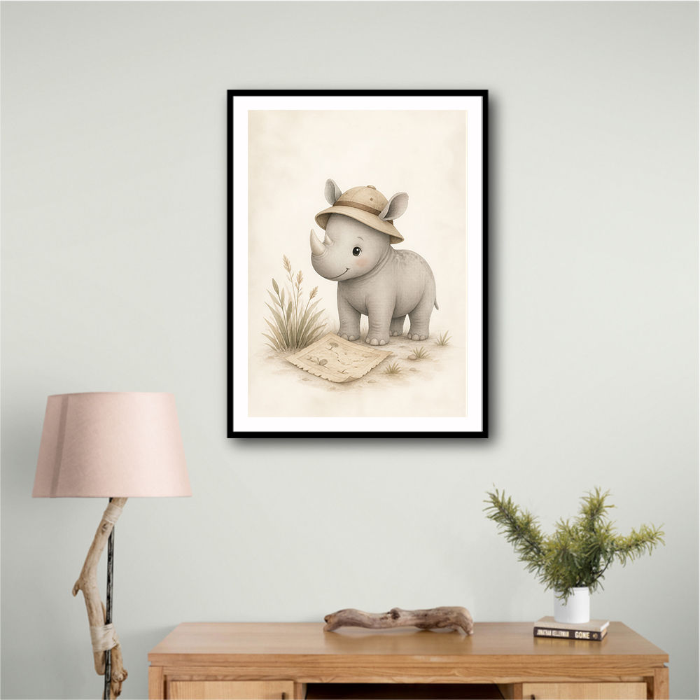 Rhino Explorer Kids Wall Art Prints
