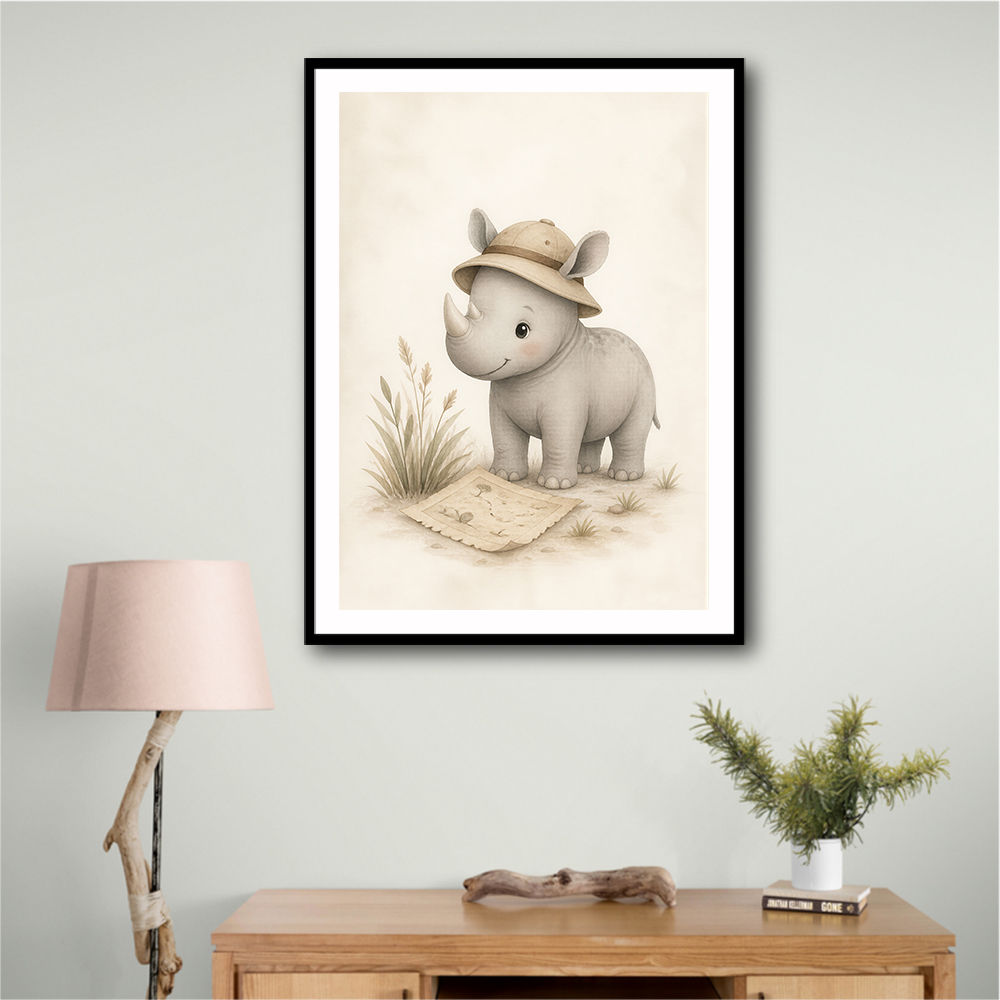 Rhino Explorer Kids Wall Art Prints
