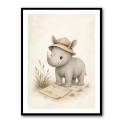 Rhino Explorer Kids Wall Art Prints