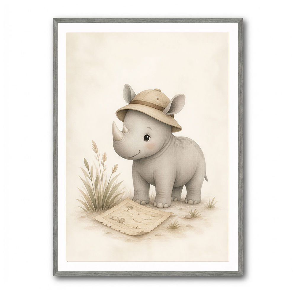 Rhino Explorer Kids Wall Art Prints
