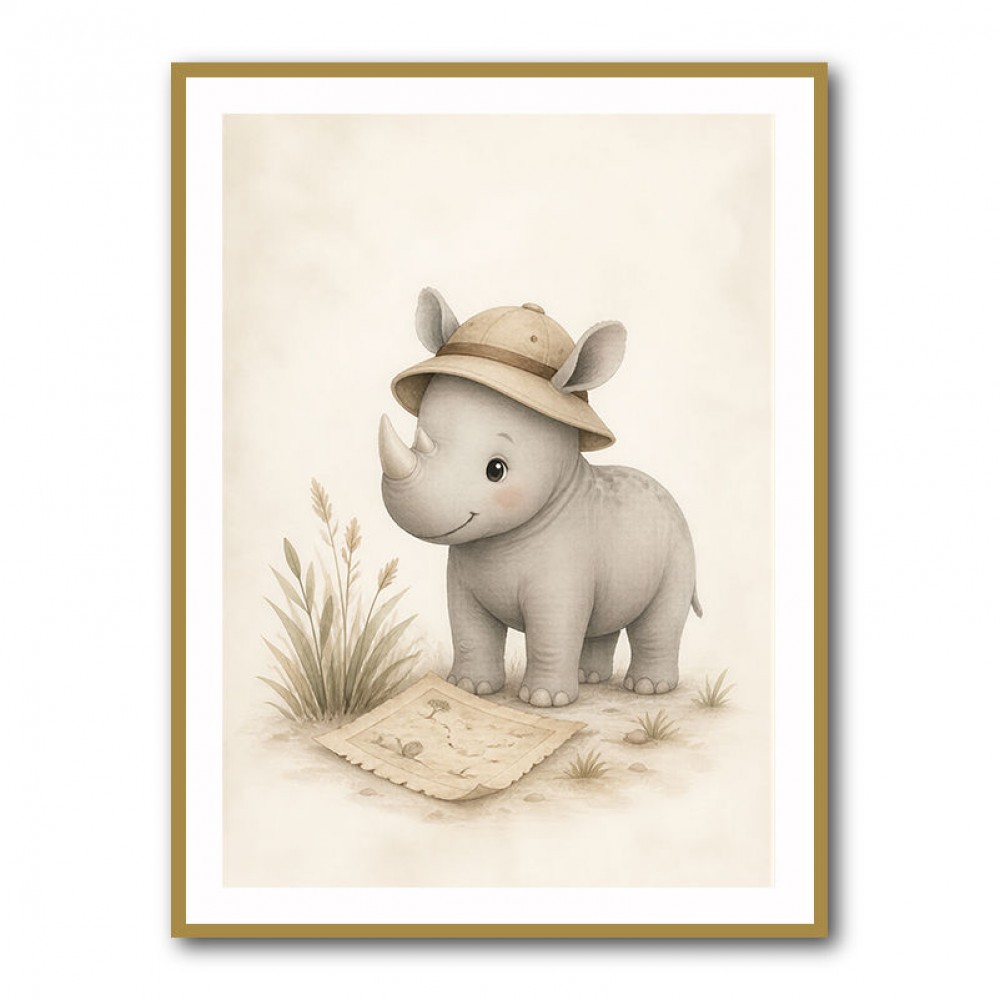 Rhino Explorer Kids Wall Art Prints