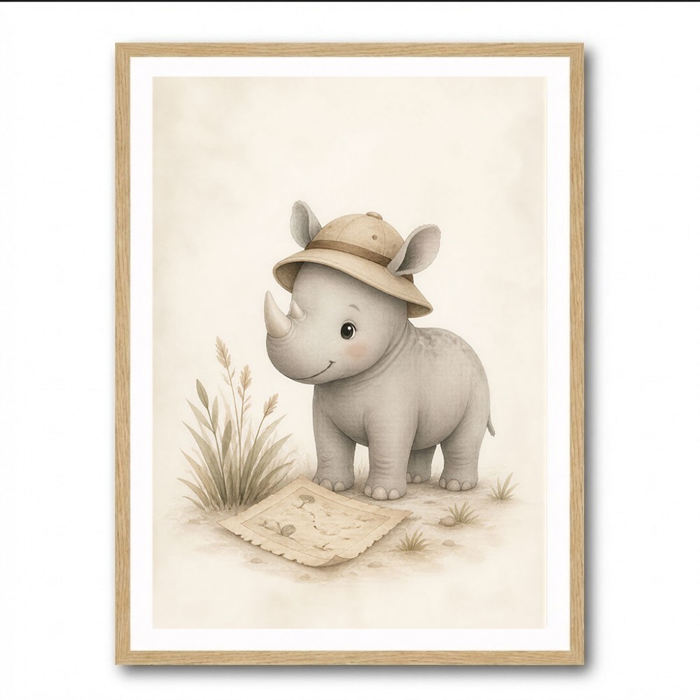 Rhino Explorer Kids Wall Art Prints