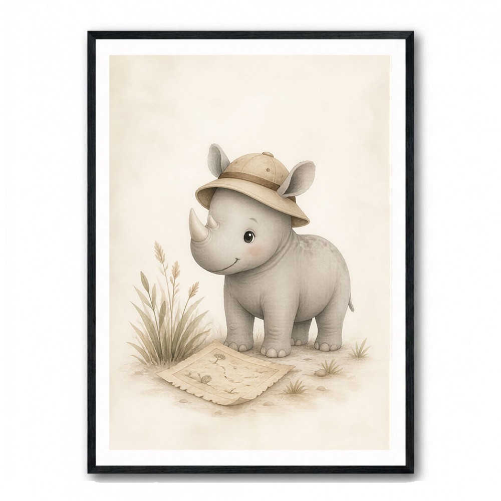 Rhino Explorer Kids Wall Art Prints