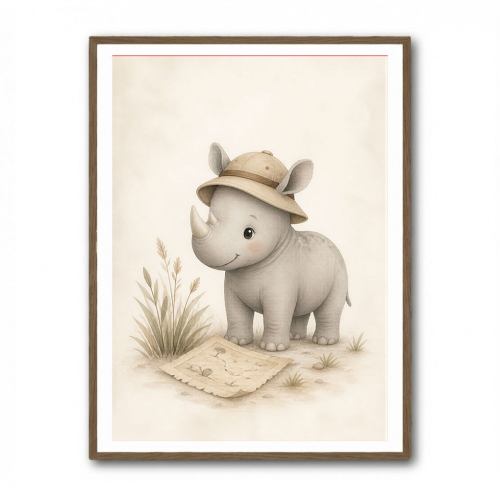 Rhino Explorer Kids Wall Art Prints